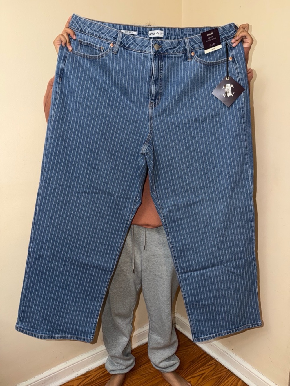 Ava & Viv Blue Pinstripe Relaxed Men's Jeans